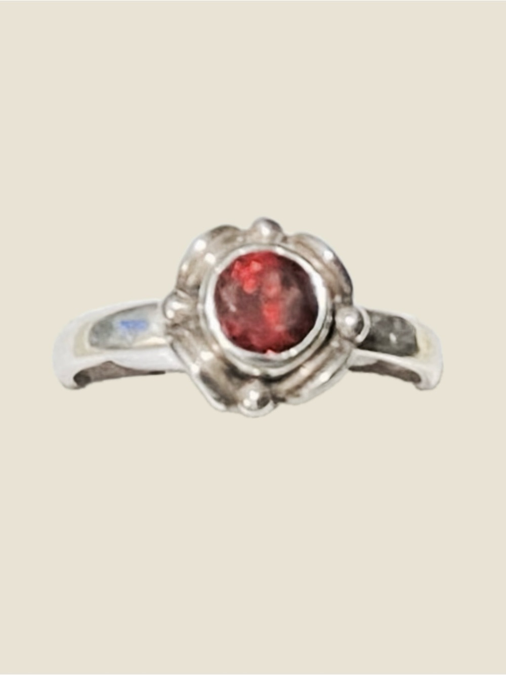 VTG 925 Sterling Silver Red Garnet Ring Size 5.5 6 6.25 7.5 Modernist NWT